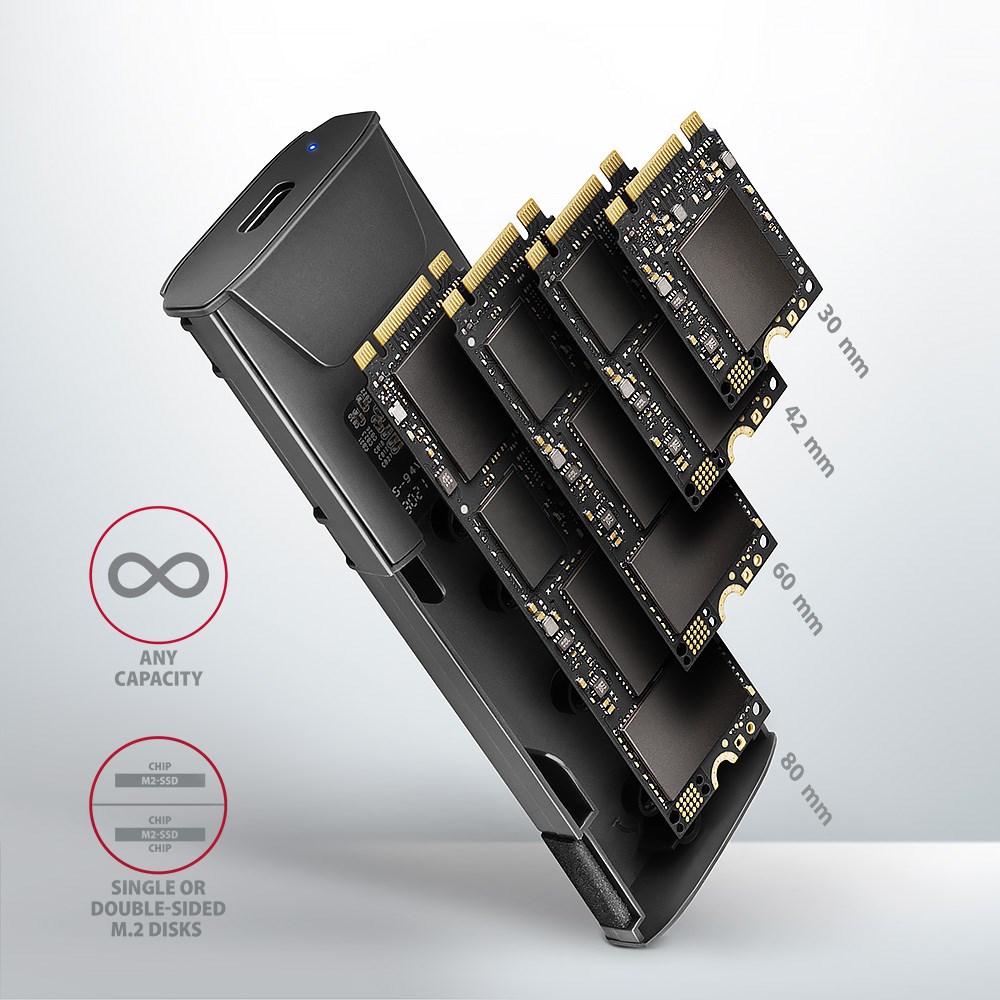 Vanjsko kućište za M.2 SSD AXAGON EEM2-GTS2 (USB-C 10 Gbps, NVMe i SATA)-2