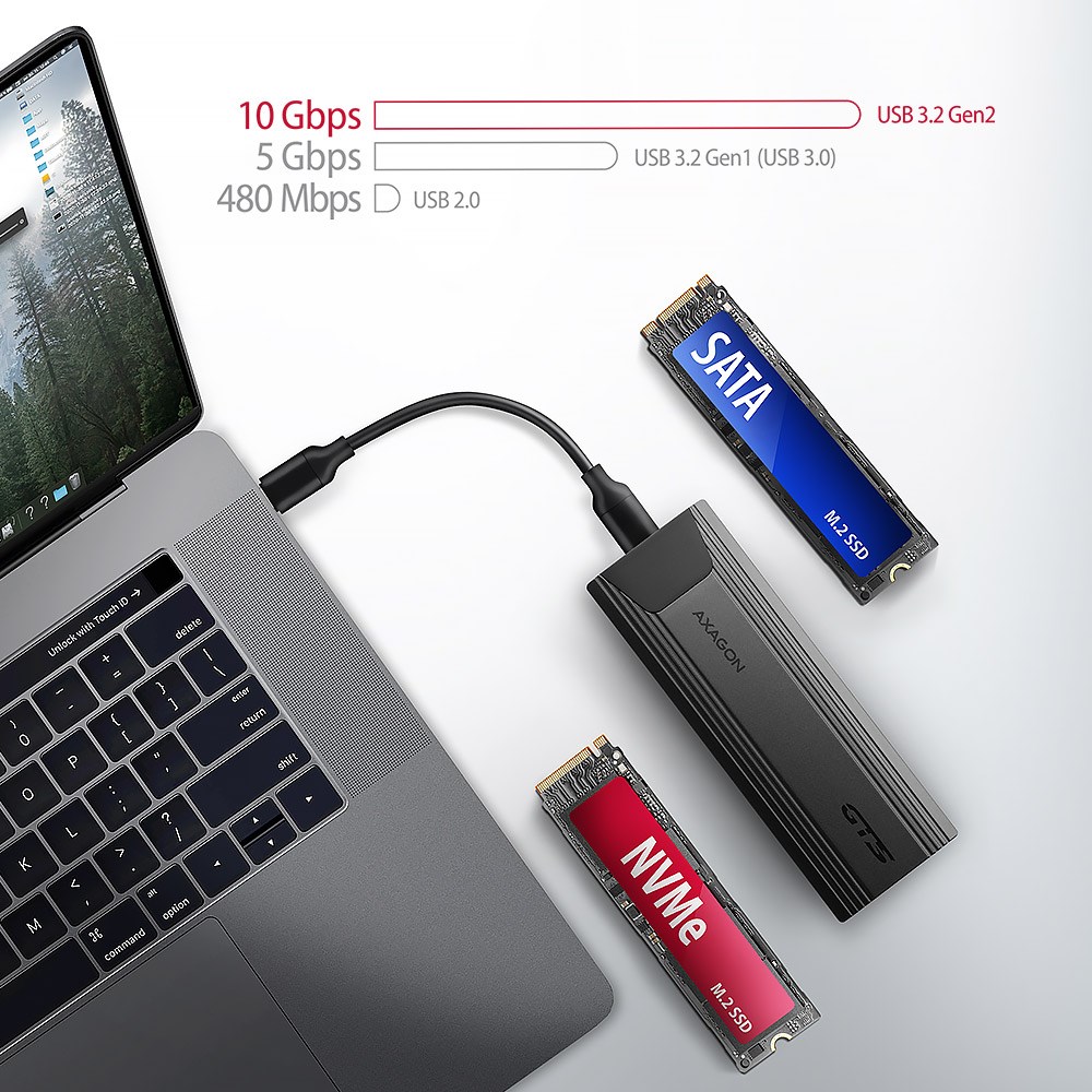 Vanjsko kućište za M.2 SSD AXAGON EEM2-GTS2 (USB-C 10 Gbps, NVMe i SATA)-0
