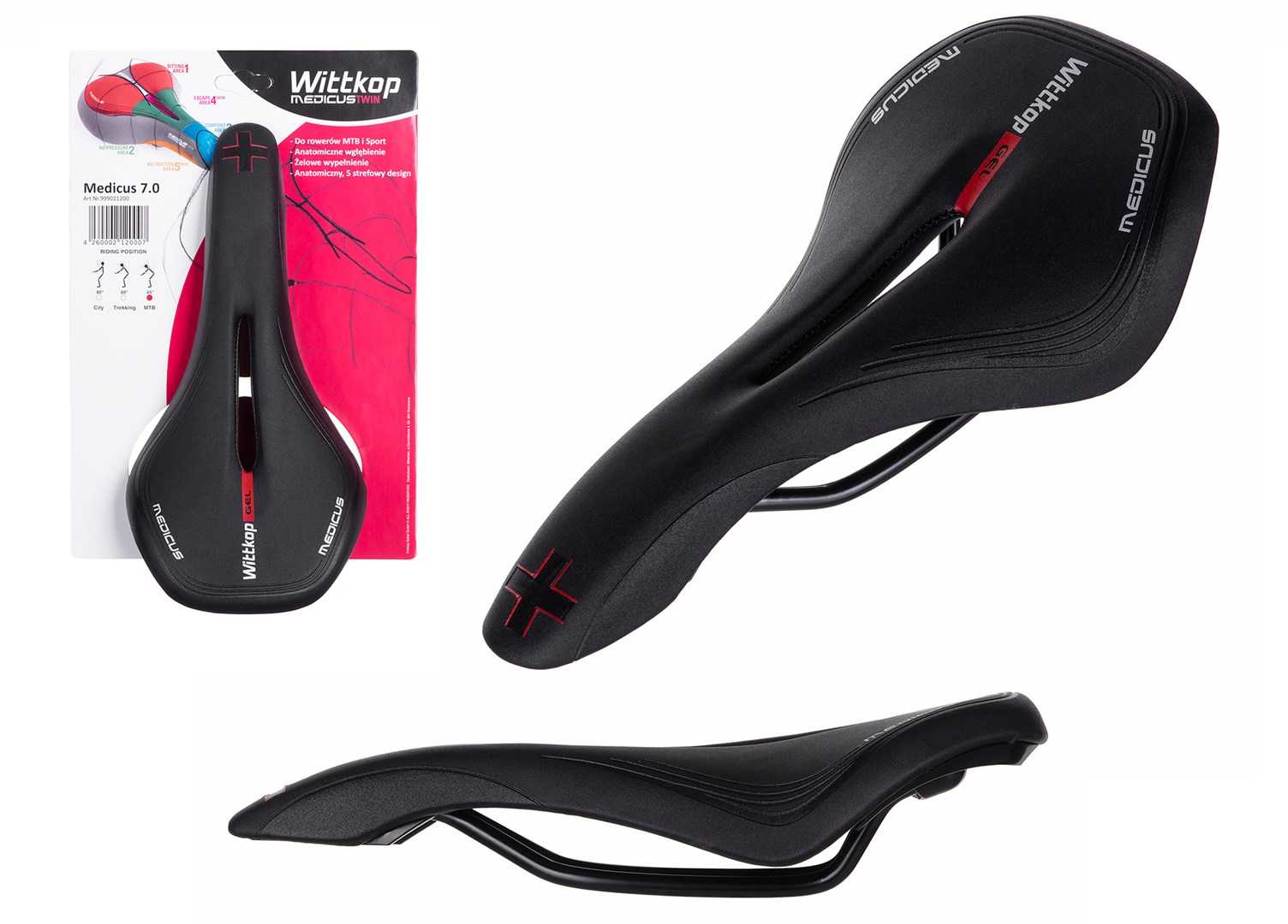 Sjedalo za bicikl WITTKOP Medicus Twin 7.0 (Trekking, 5 zona udobnosti, anatomski dizajn)-1