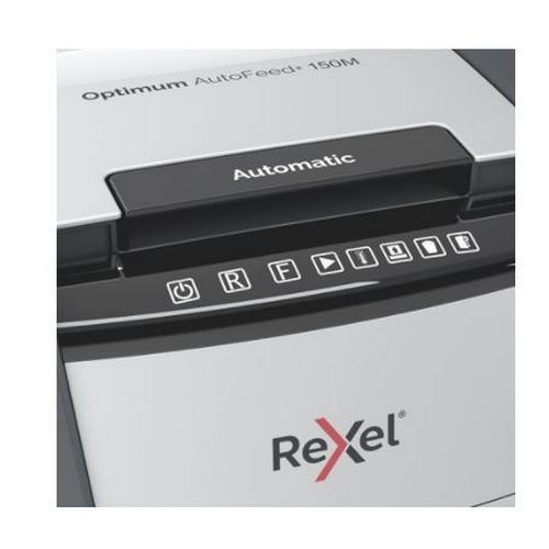 Automatski uništavač papira REXEL AutoFeed+ 150M (mikro rezanje 2x15mm, kapacitet 150 listova, spremnik 44 litre)