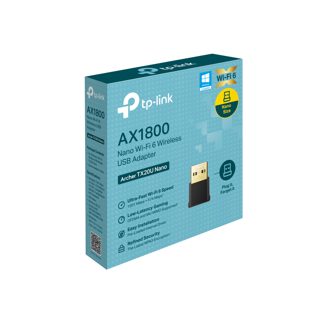 Mrežni adapter TP-LINK Archer TX20U Nano (AX1800, Wi-Fi 6, USB 2.0, Dual Band, crna boja)-5