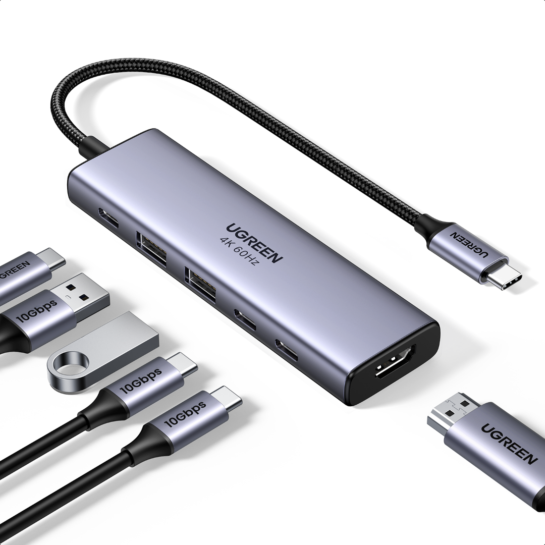 USB hub UGREEN 6u1, 100W PD USB-C Input-0