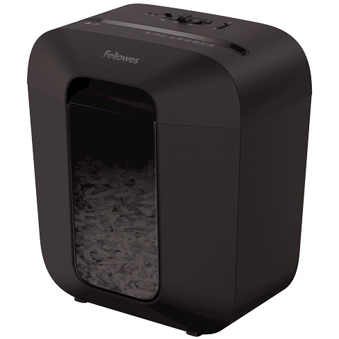 Univerzalni uništivač papira FELLOWES LX25 (Crna, 11.5 L, Uništavanje kreditnih kartica, 6 listova po prolazu, Rezanje u križ, Jamstvo 24 mjeseca)-1