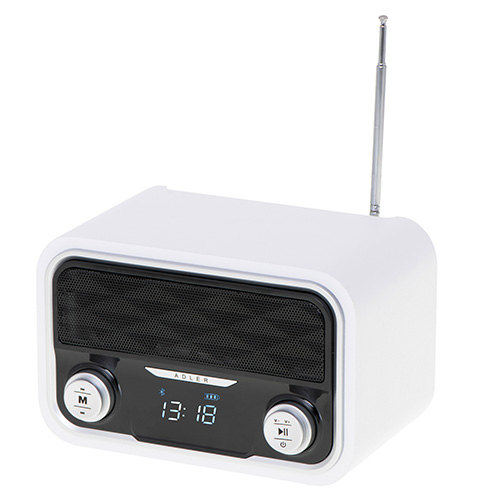 Radio ADLER AD1185 (Bluetooth, AUX, FM, SD, USB, bijeli)-3
