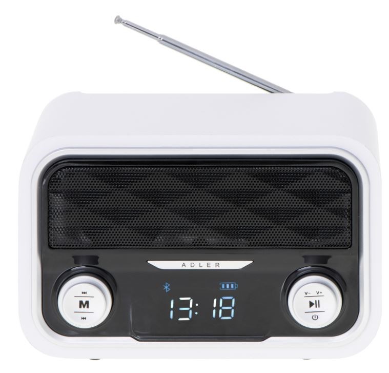 Radio ADLER AD1185 (Bluetooth, AUX, FM, SD, USB, bijeli)
