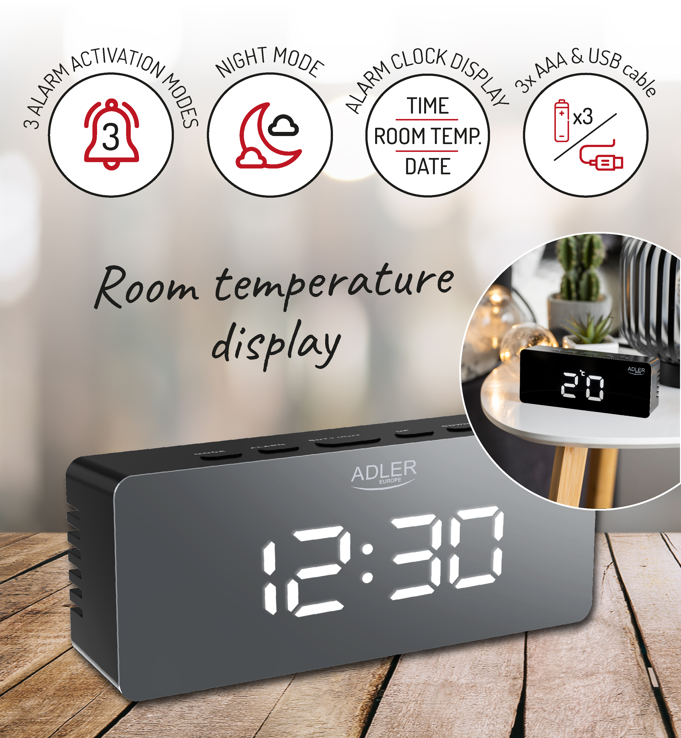 Budilica ADLER AD 1189b (digitalna) crna-8