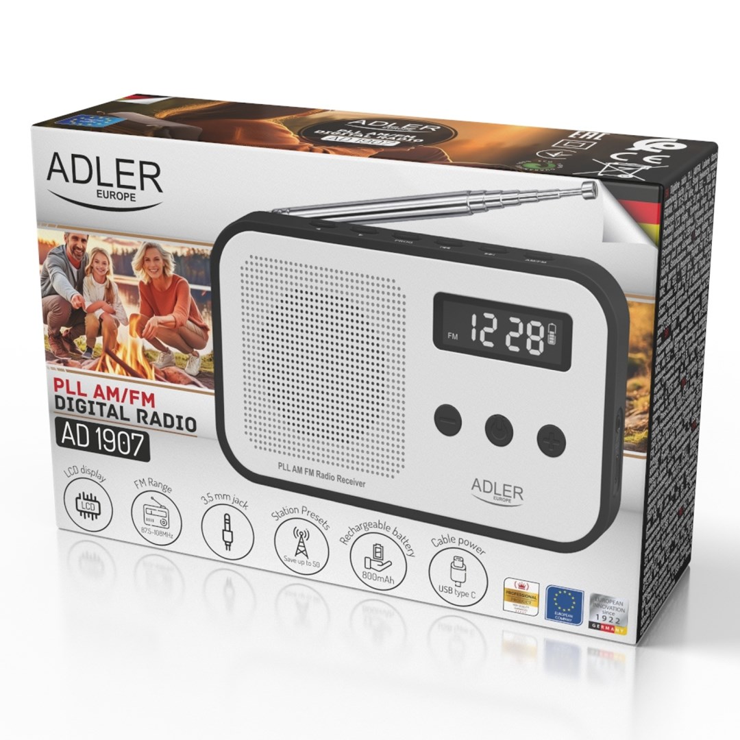 Prijenosni radio ADLER AD 1907 (digitalni) crno-bijeli-9