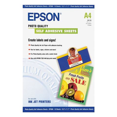 Papir za printanje EPSON SUP PAP EPS S041106 (Samoljepljivi foto papir, A4, 10 listova)