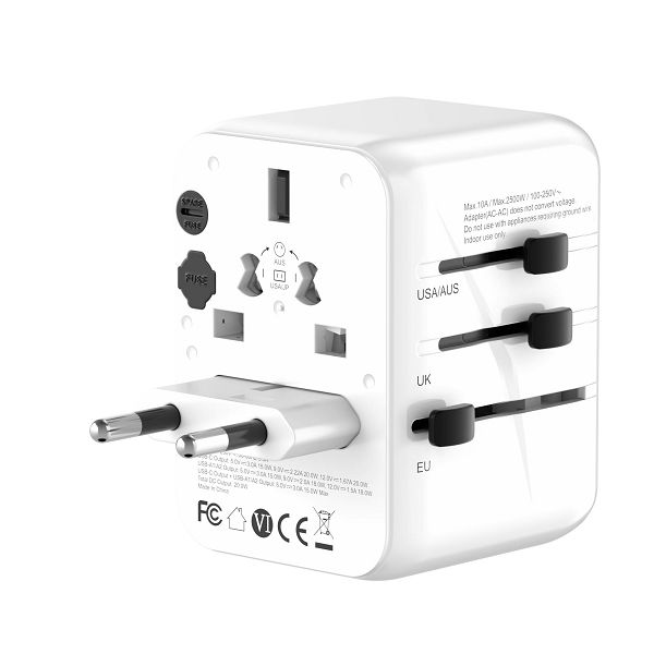 Adapter MAXPOWER MAXPOWER 635DQ Gan 1XPD Type C+2X USB A, bijeli-3