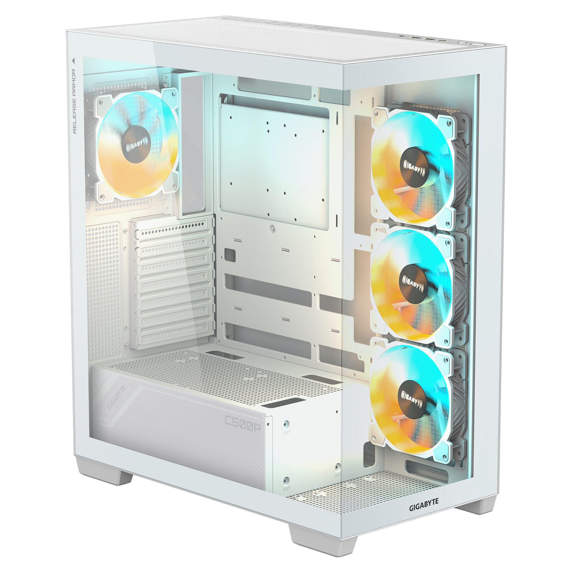 Kućište GIGABYTE C500 PANORAMIC STEALTH ICE (gaming midi tower, bijela boja)-9