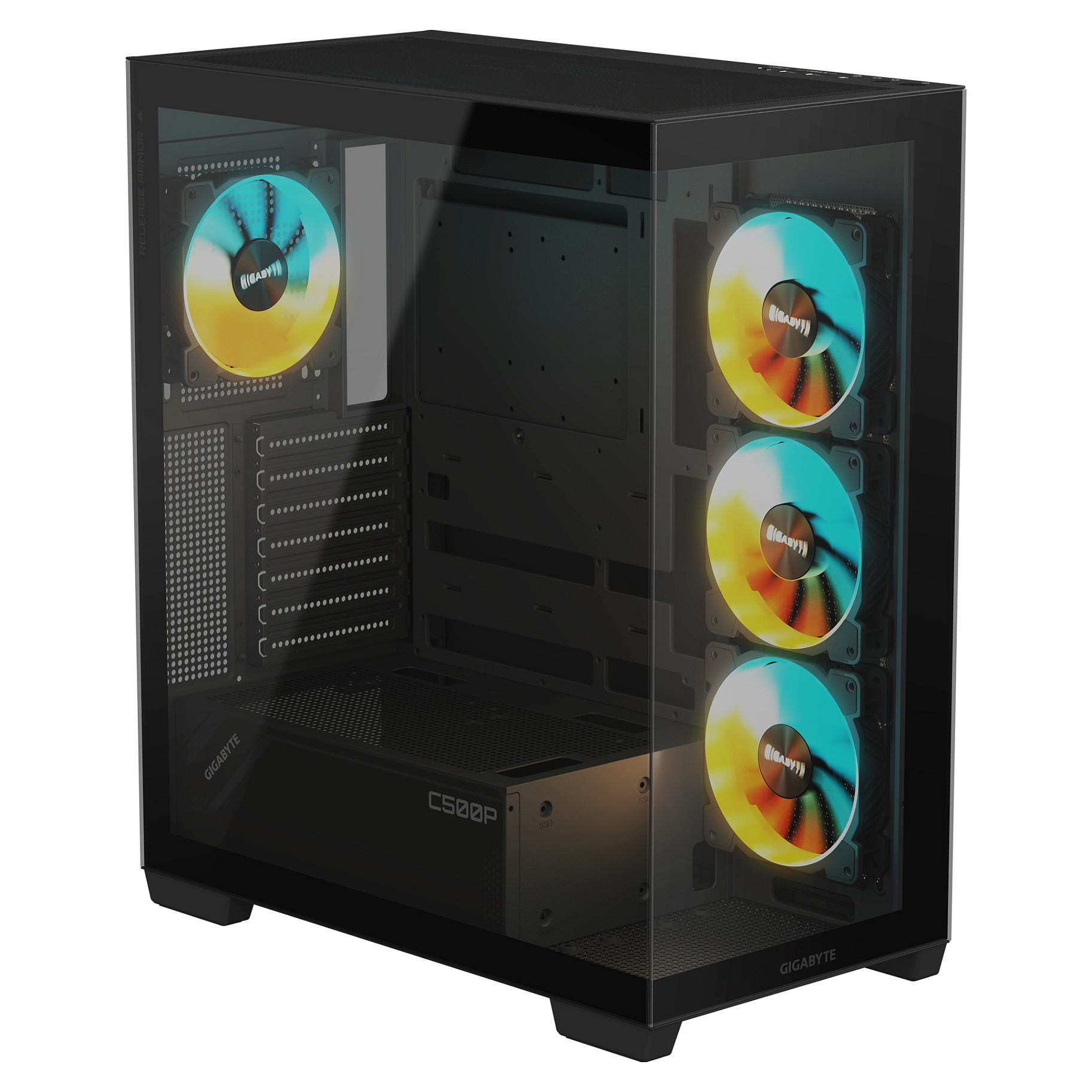 Kućište GIGABYTE C500 Panoramic Stealth Ice USB-C USB 3.2 GEN2 ATX ARGB, crna-16