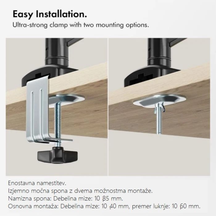 Stolni nosač za monitor VONHAUS 3000914 (za 1 monitor, do 32", do 9kg, plinska opruga)-9