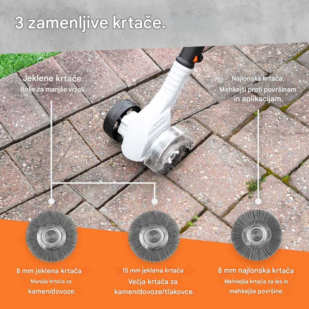 Električni uklanjač korova VONHAUS G-Series (1200 rpm, podesiva visina, 3 zamjenjive četke, bežični, Li-ion baterija)-7