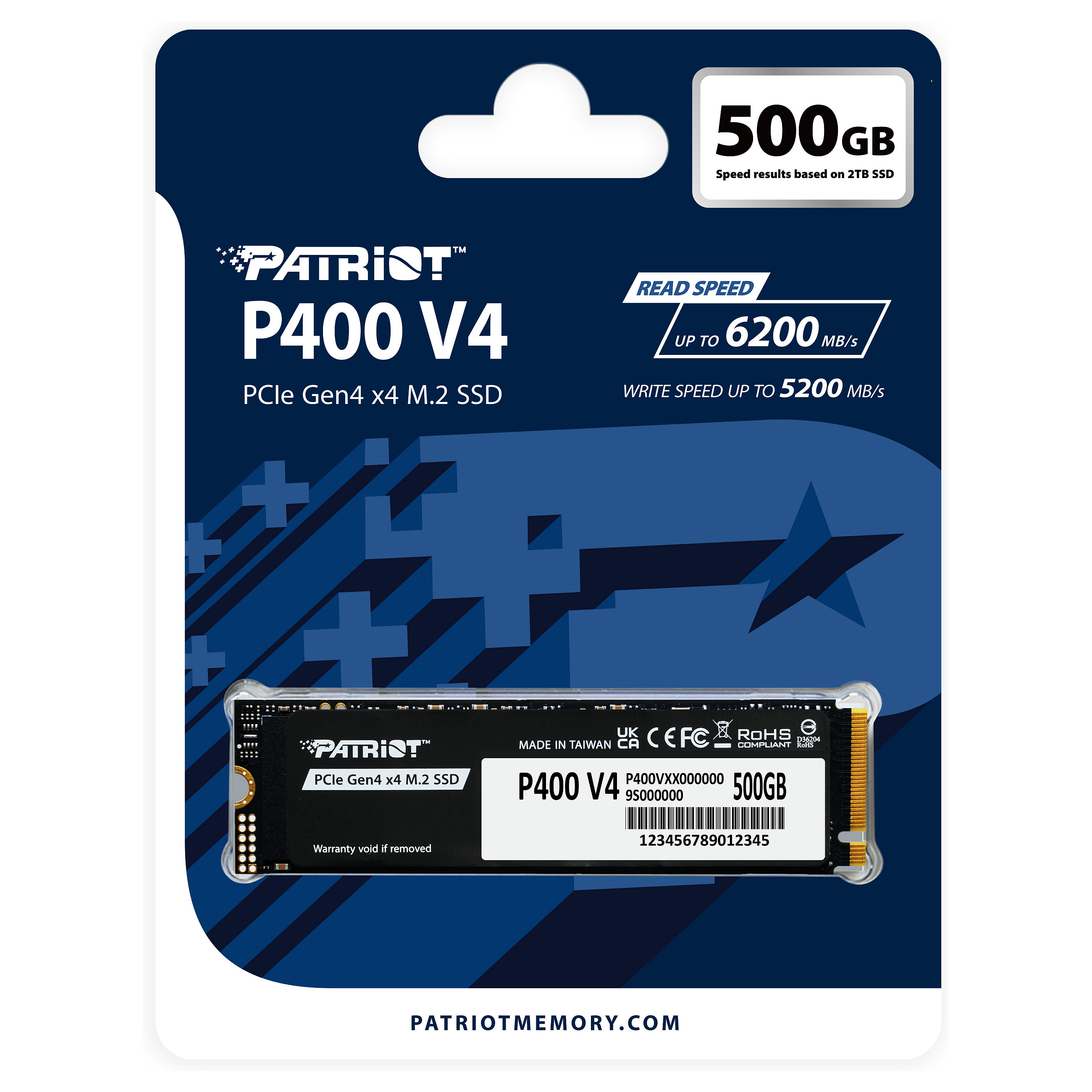 SSD PATRIOT P400 V4 (m.2, nvme 2.0, pcie gen4 x4, 500GB, brzina čitanja do 5000 Mbps, brzina pisanja do 3000 MB/s, izdržljivost 160TB)-9