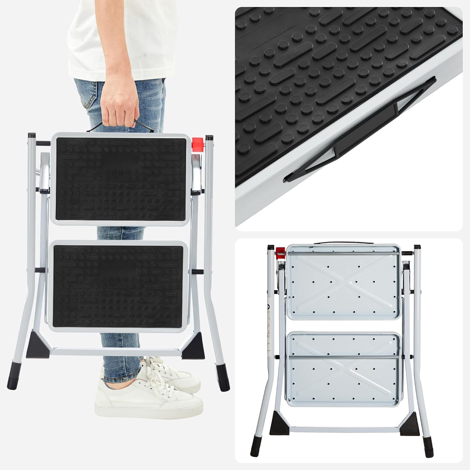 Sklopive ljestve SONGMICS GSL002GY01 (2 stepenice, 150 kg)-6