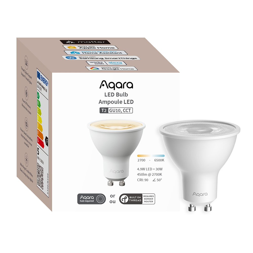 LED žarulja AQARA T2, GU10 CCT (Thread/Zigbee, 16 milijuna boja, Apple Homekit, 450 lm, 25,000 sati)