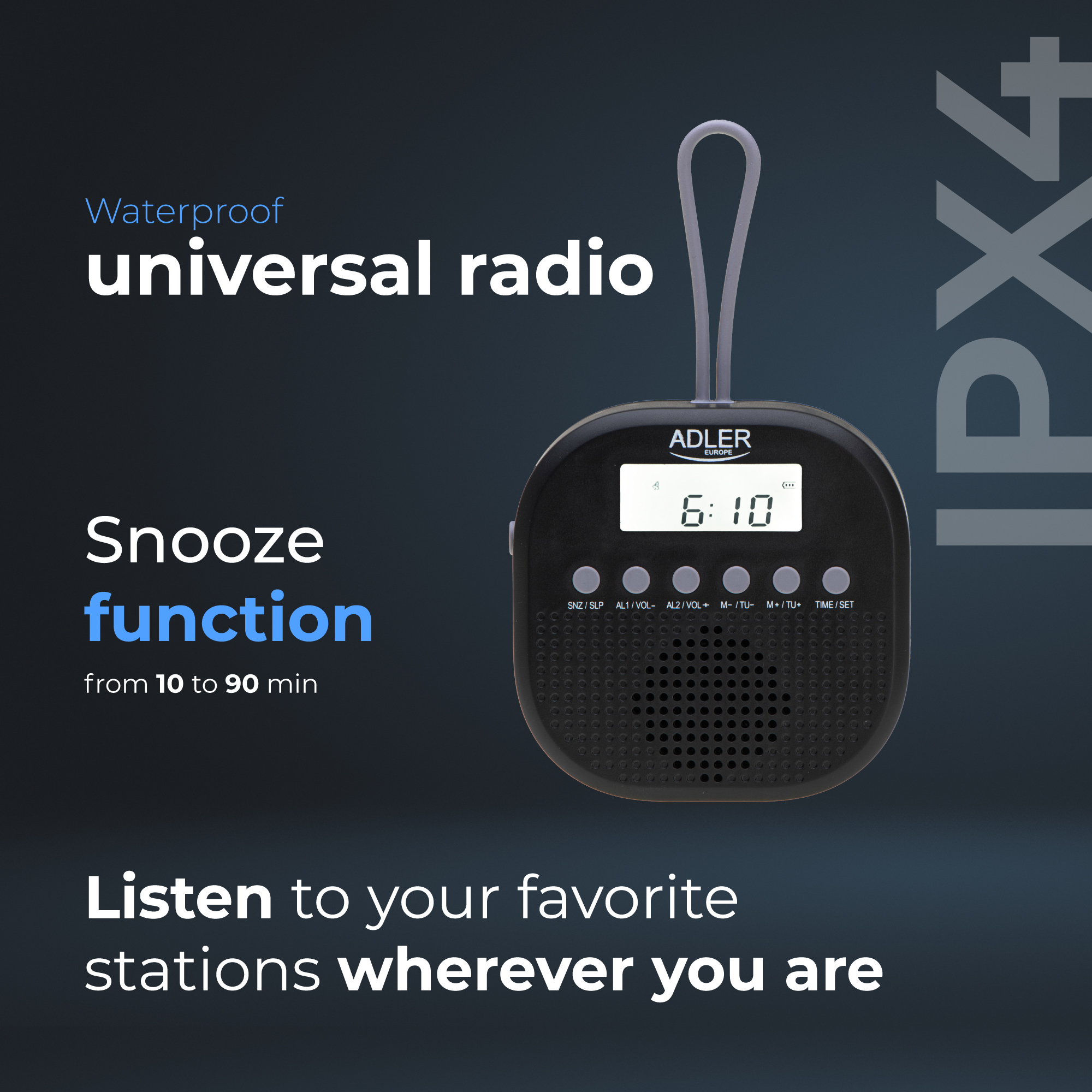 Radio ADLER AD 1912 (univerzalni, vodootporni, crni)-10
