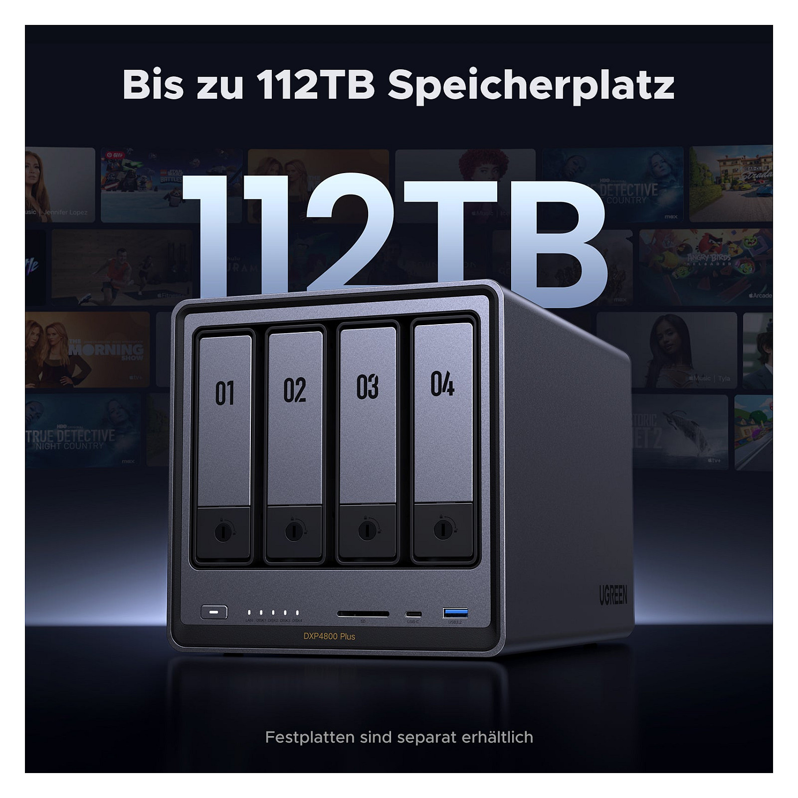 NAS UGREEN DXP4800 Plus (4 SATA, 2 M.2, Intel 8505, 8GB DDR5, 112TB)-10