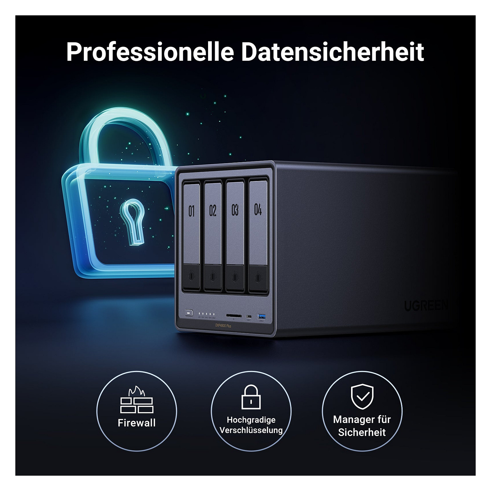 NAS UGREEN DXP4800 Plus (4 SATA, 2 M.2, Intel 8505, 8GB DDR5, 112TB)-15
