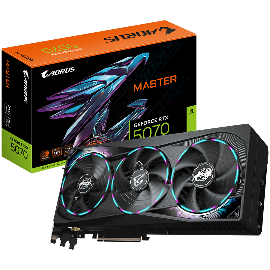 Grafička kartica GIGABYTE Aorus GeForce RTX 5070 Master 12G (12GB GDDR7, PCI-E 5.0, 3 x DisplayPort, 1 x HDMI, RGB Halo)-19