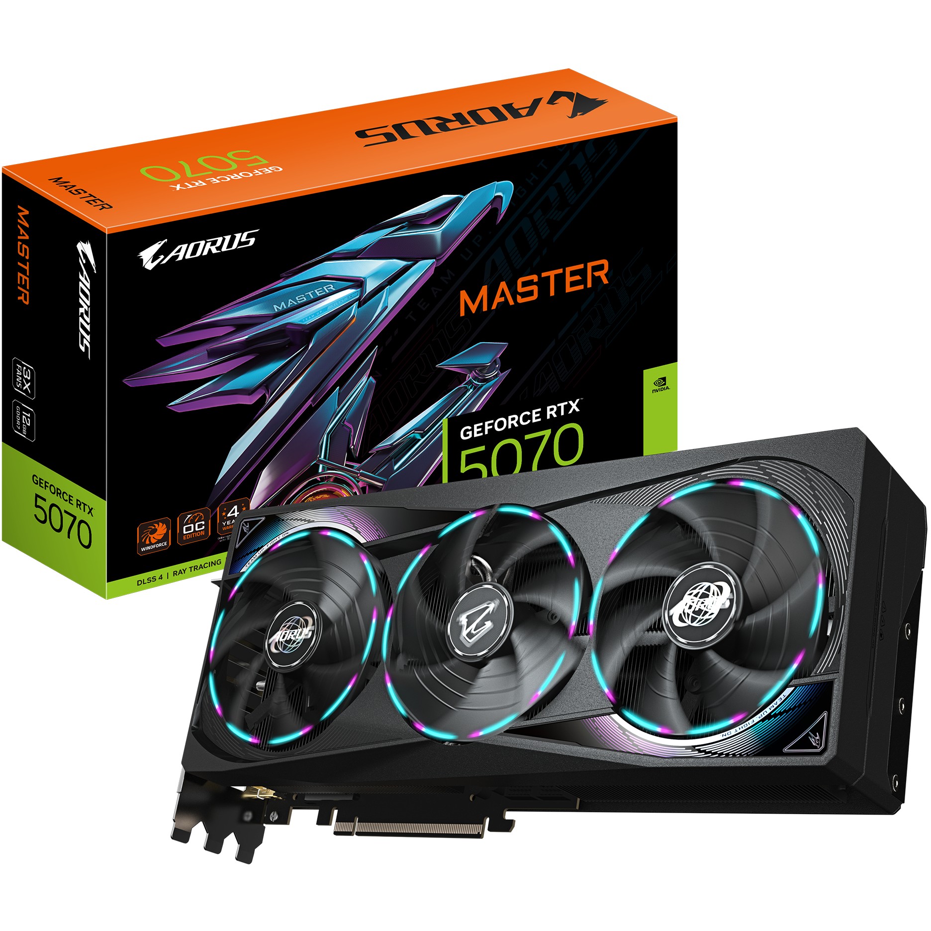 Grafička kartica GIGABYTE Aorus GeForce RTX 5070 Master 12G (12GB GDDR7, PCI-E 5.0, 3 x DisplayPort, 1 x HDMI, RGB Halo)-10