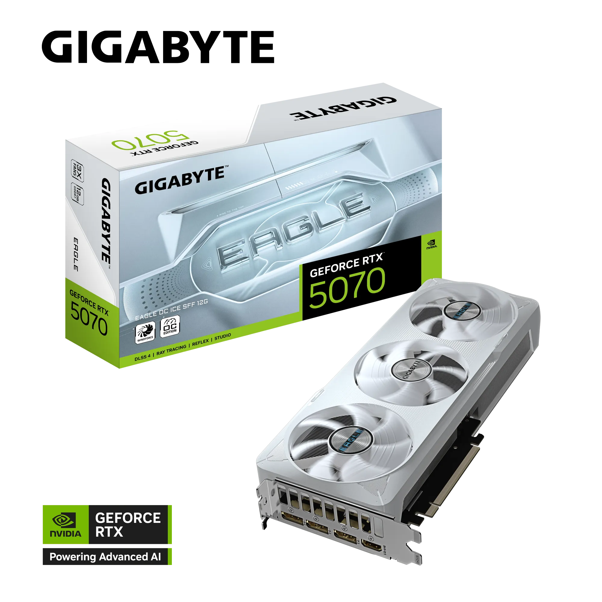 Grafička kartica GIGABYTE Aorus GeForce RTX 5070 Eagle OC Ice SFF 12G (12GB GDDR7, PCI-E 5.0, 3 x DisplayPort, 1 x HDMI, 750W)