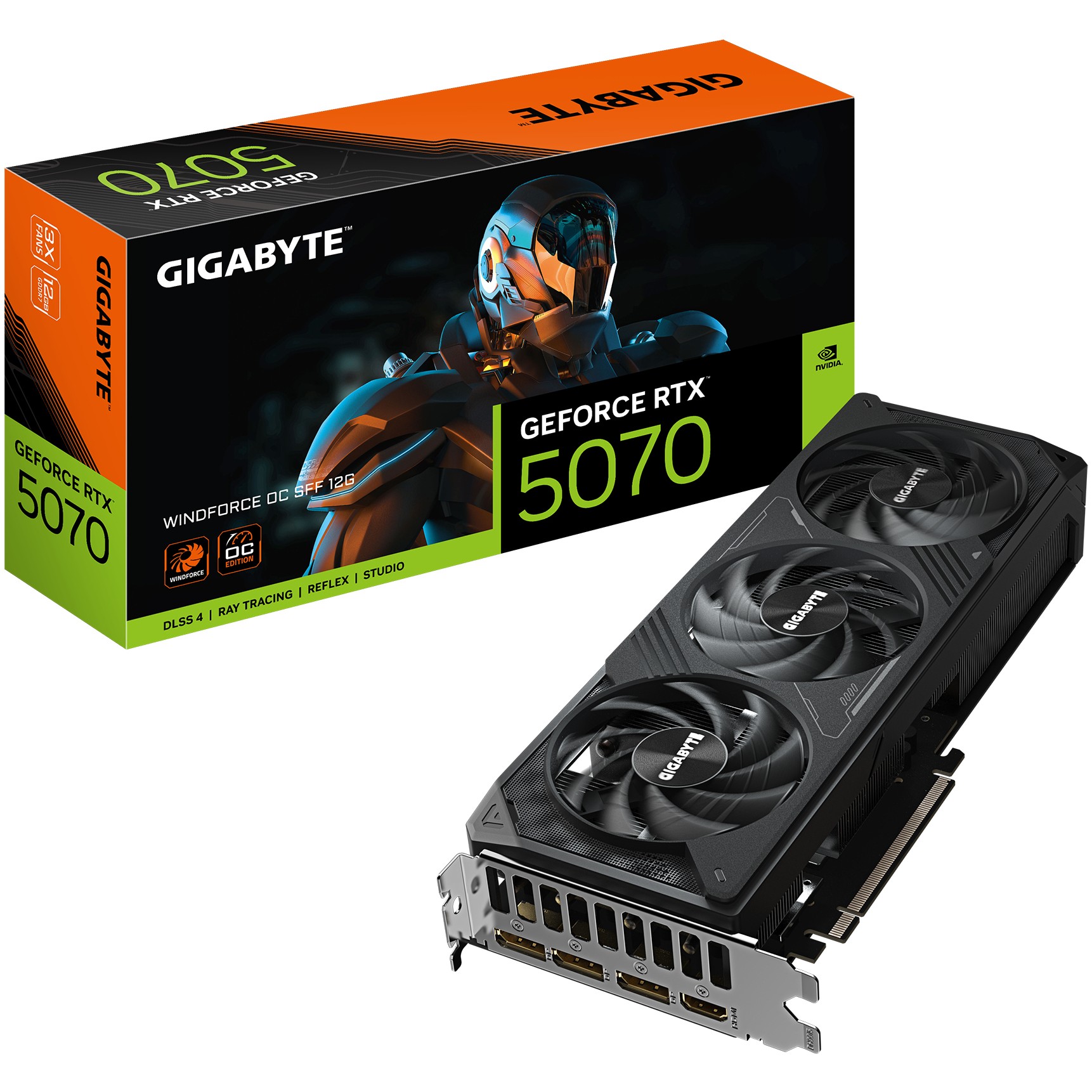 Grafička kartica GIGABYTE Aorus GeForce RTX 5070 Windforce OC SFF 12G (12GB GDDR7, PCI-E 5.0, 3 x DisplayPort, 1 x HDMI, 750W)-12