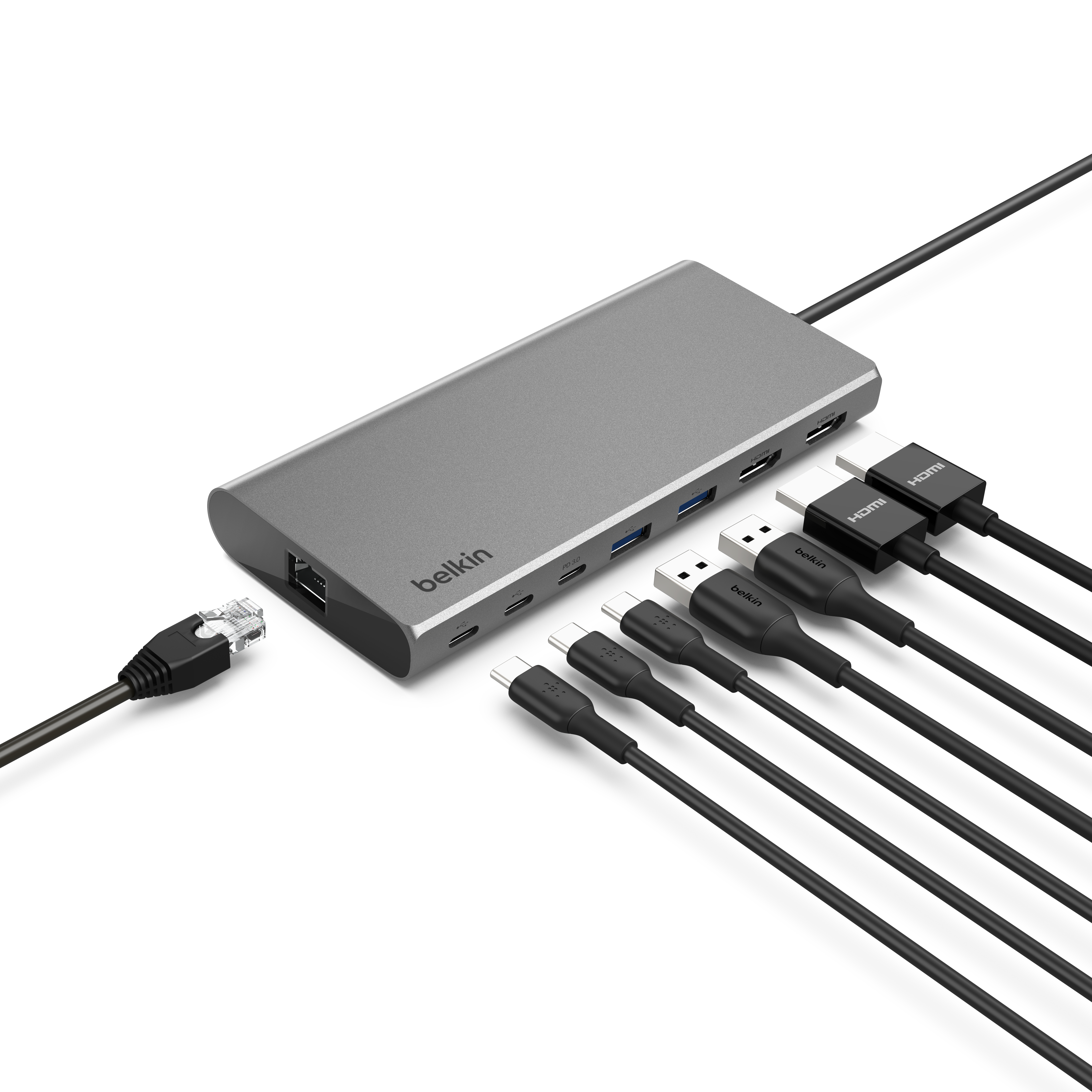 Belkin Connect Universal USB-C 8-in-1 Dual Display Core Hub - Silver-2