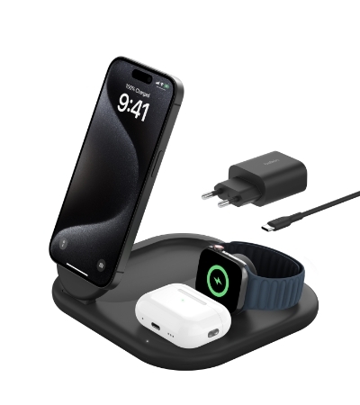 Belkin BOOSTCHARGE Qi2 15w Magnetic 3in1 Stand - Black-0