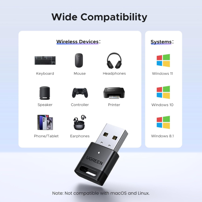 Adapter UGREEN, USB-A, Bluetooth 5.4, crni-12