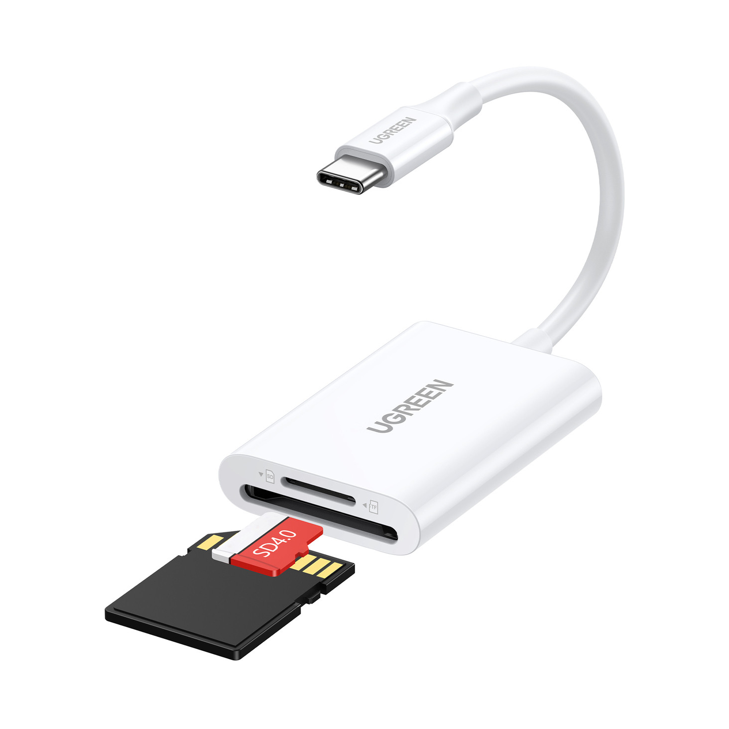 Čitač memorijskih kartica UGREEN, USB 3.0, TF/SD kartice, bijeli-2