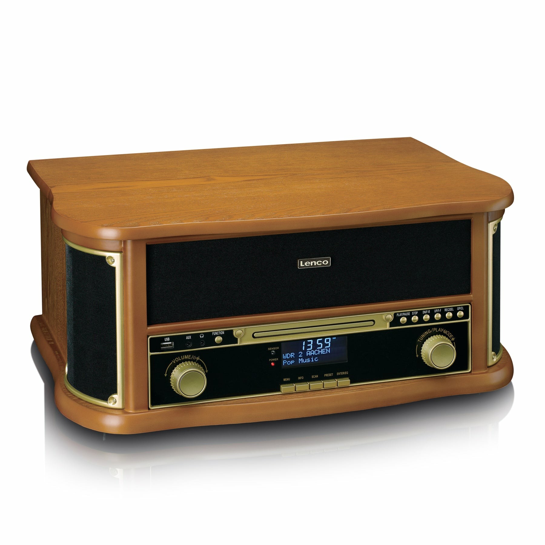 Glazbeni centar LENCO TCD-2571WD (Gramofon, CD, Radio, Kasetofon, Bluetooth, USB) drvena boja-13