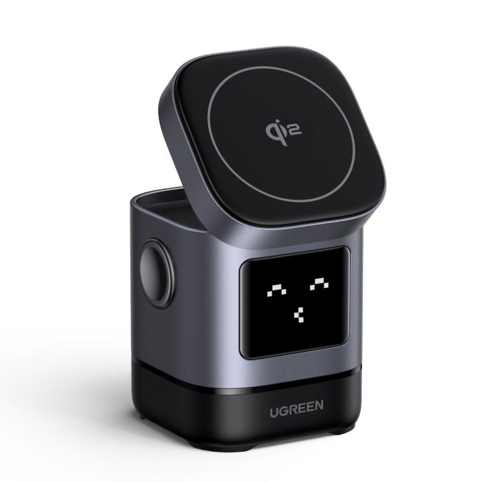 Kućni punjač UGREEN Robot Uno, 15W, bežični, sivi-17