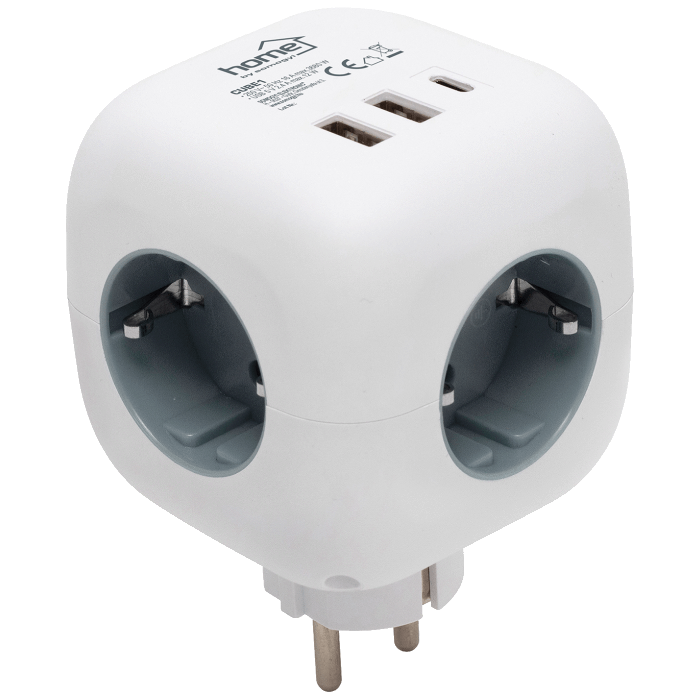 home Strujni razdjeljnik sa 3 utičnice,  3 x USB, kocka - CUBE1-0