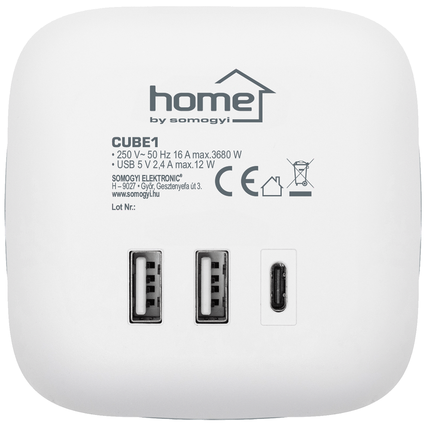 home Strujni razdjeljnik sa 3 utičnice,  3 x USB, kocka - CUBE1-2