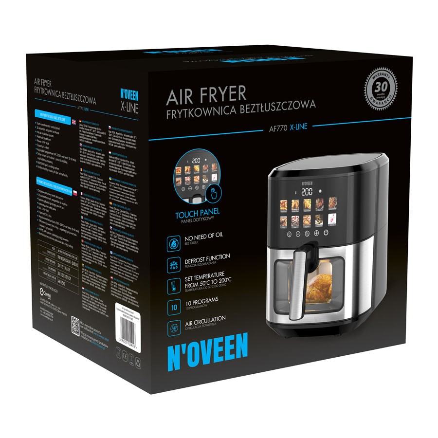 Fritaja N'OVEEN AF770 X-LINE bez ulja Crna, Srebrna-11