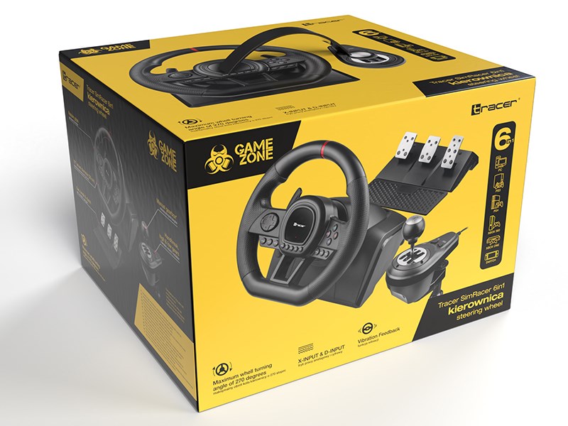 Tracer TRAJOY47345 Gaming Controller Black Steering Wheel + Pedals PlayStation 4, PlayStation 3, Xbox One, Xbox 360, Switch, PC-9
