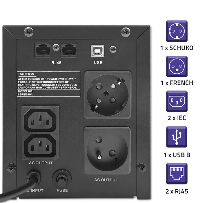 UPS Neprekidno napajanje QOLTEC Monolith 1000VA 1000W (On-line, LCD, Čisti sinusni val, USB/SNMP)-4