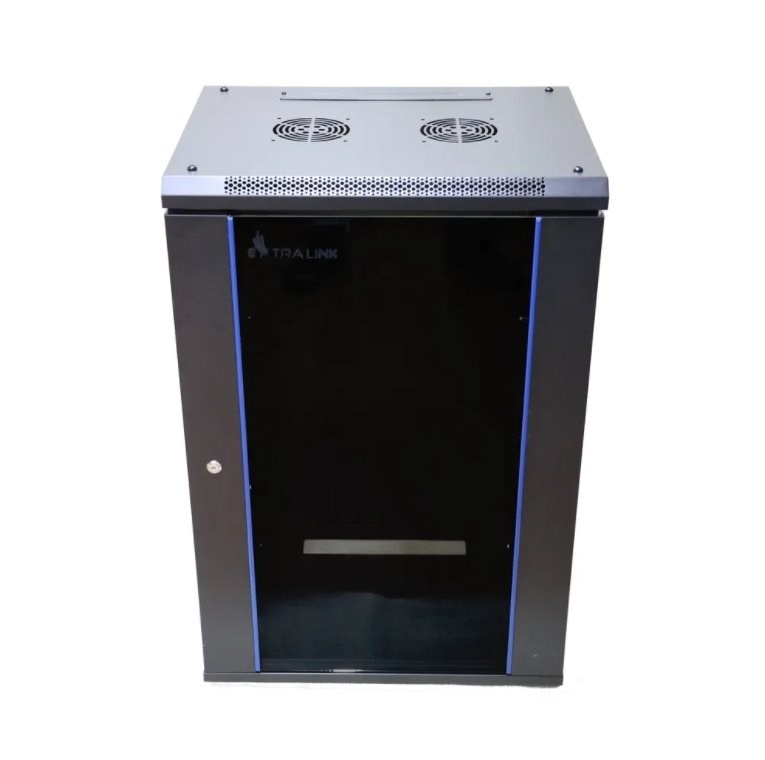 Mrežni ormar EXTRALINK 19" 18U (600x600mm, zidni, staklena vrata) Crni-0