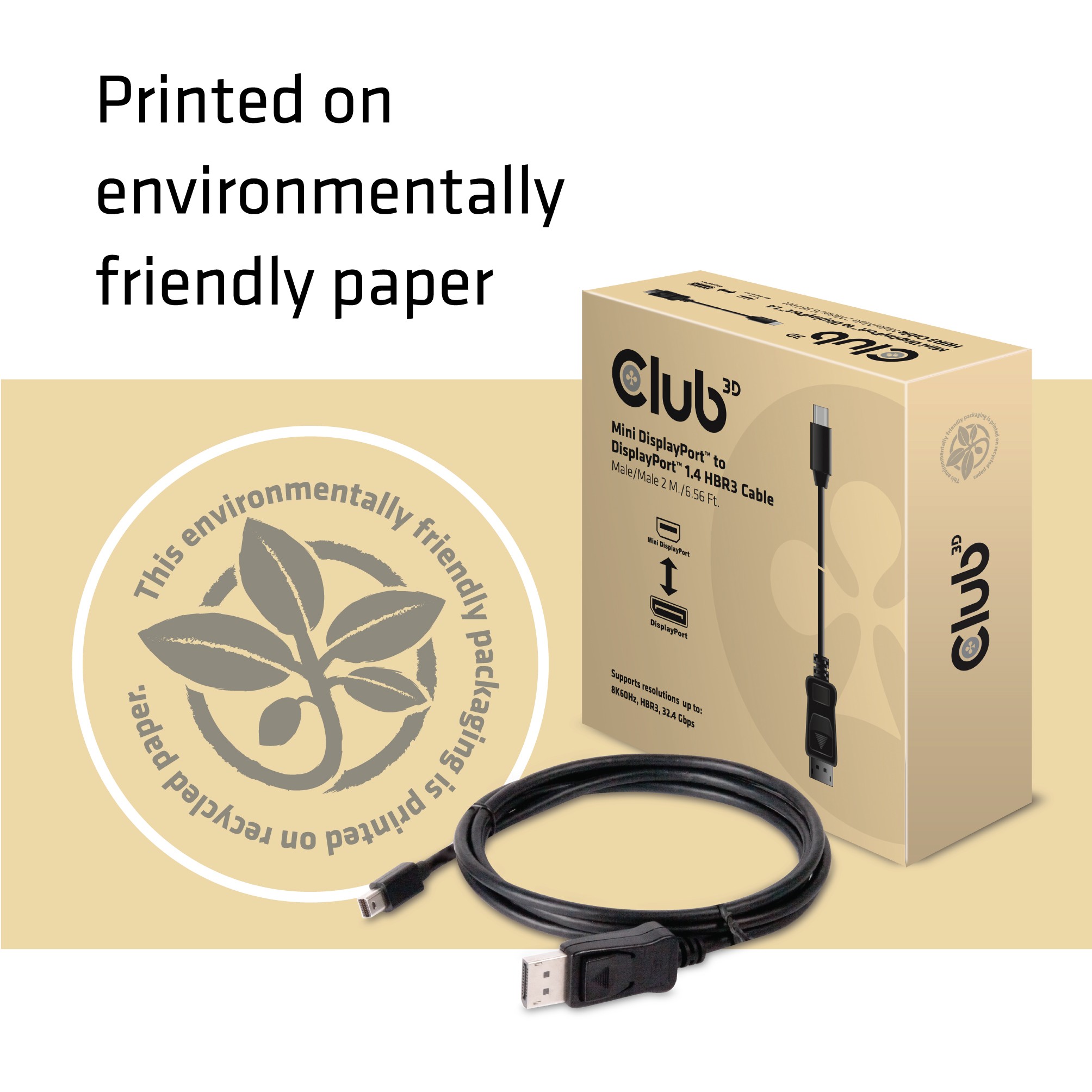 Kabel CLUB 3D Mini DisplayPort to DisplayPort 1.4 HBR3 (8k60hz, 2m)-4