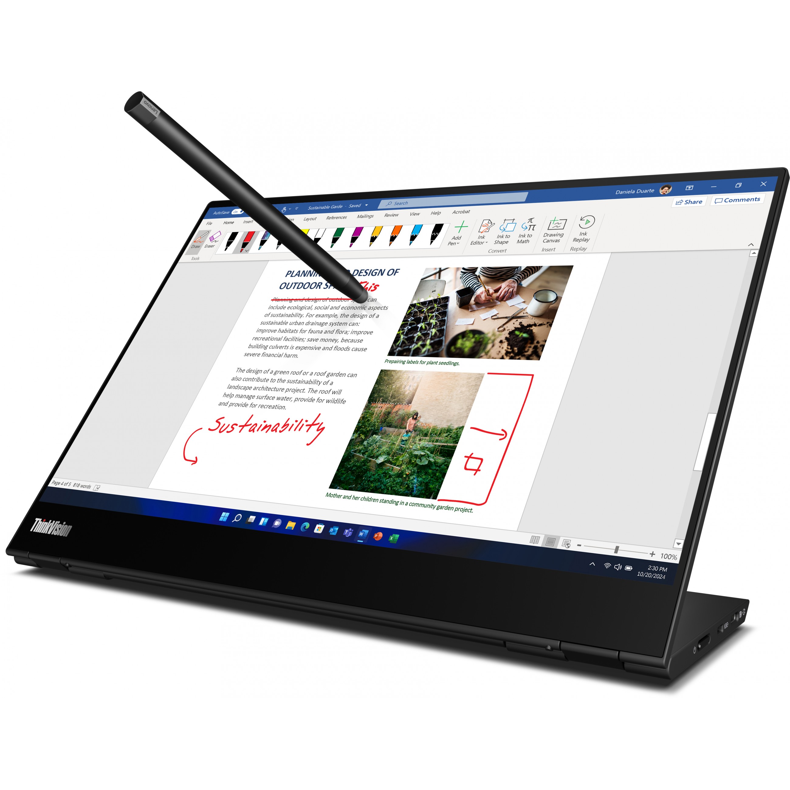 Monitor LENOVO ThinkVision M14t (14", 2240 x 1400, 2.2K, LED, Touchscreen, Crni)-7