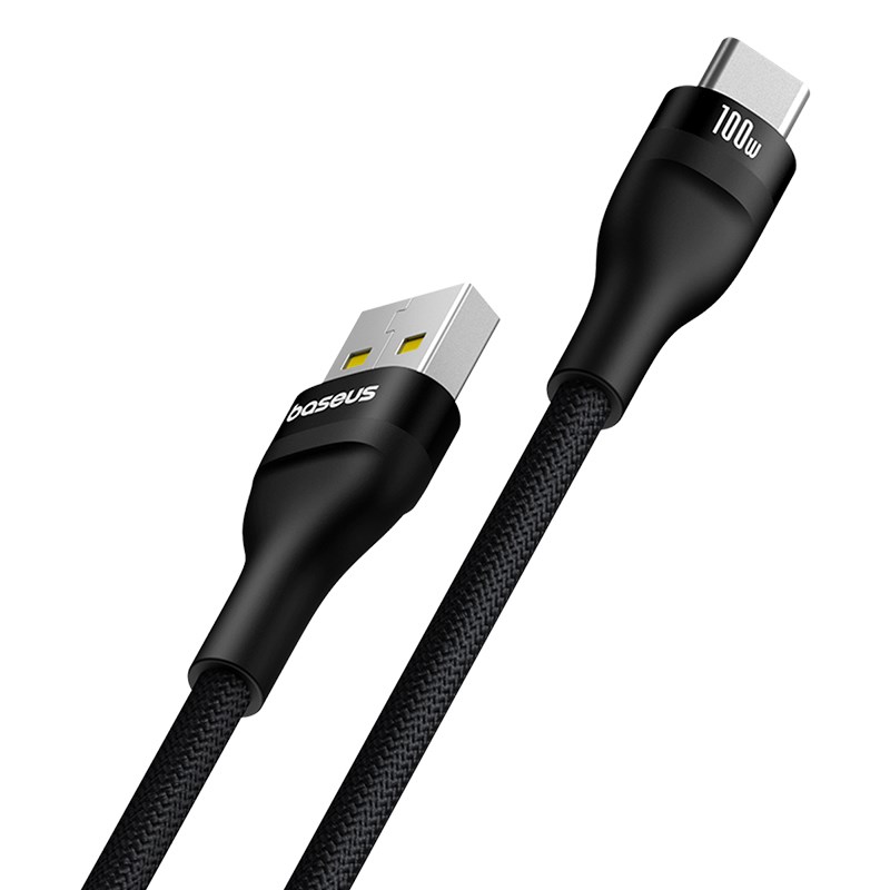 Kabel Baseus Flash 2 (USB A na USB C, brzo punjenje, 2 m, 100 W, crna boja)-2