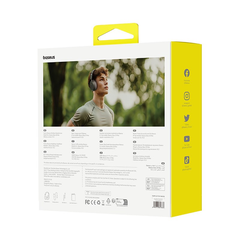Slušalice BASEUS Bass 35 Max (Bluetooth, in-ear, USB-C, žičane i bežične, siva)-5