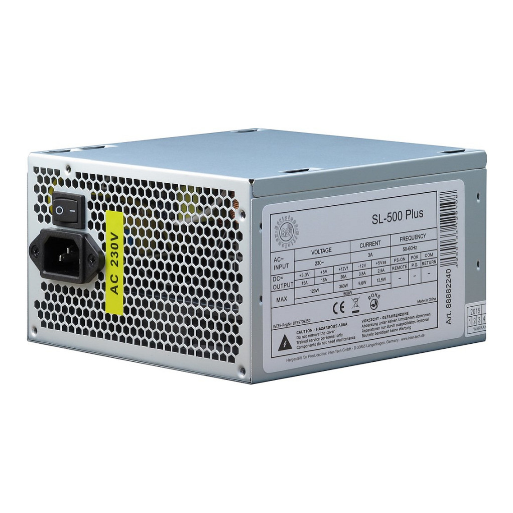 Napajanje INTER-TECH SL-500 PLUS (500 W, 20+4 pin ATX, ATX Silver)-1