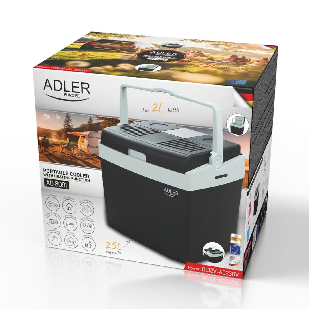 Prijenosni hladnjak ADLER AD 8091 (Kapacitet 25 litara, Hlađenje i grijanje, ECO i MAX način rada, DC 12V i AC 230V napajanje)-5