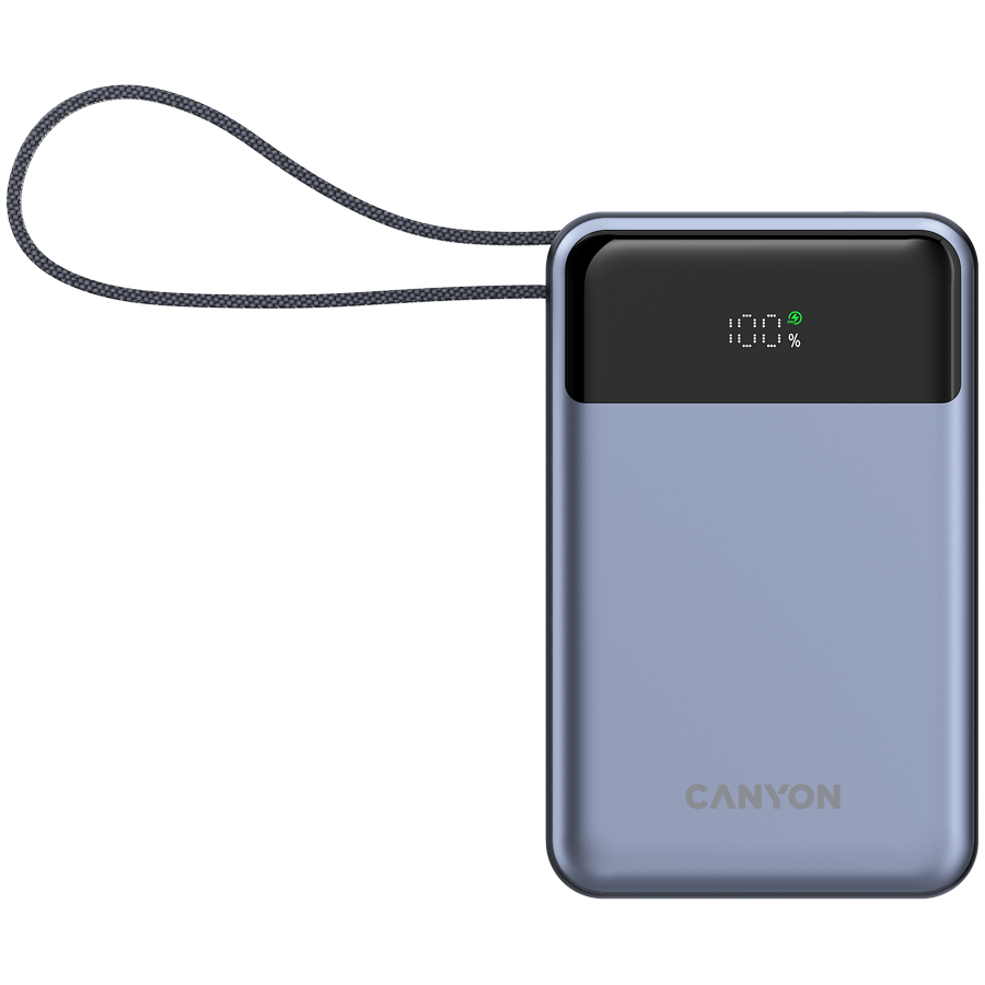 Power bank CANYON CNS-CPB600DG (20000 mAh, PD65W, ugrađeni kabel, tamno siva)-0