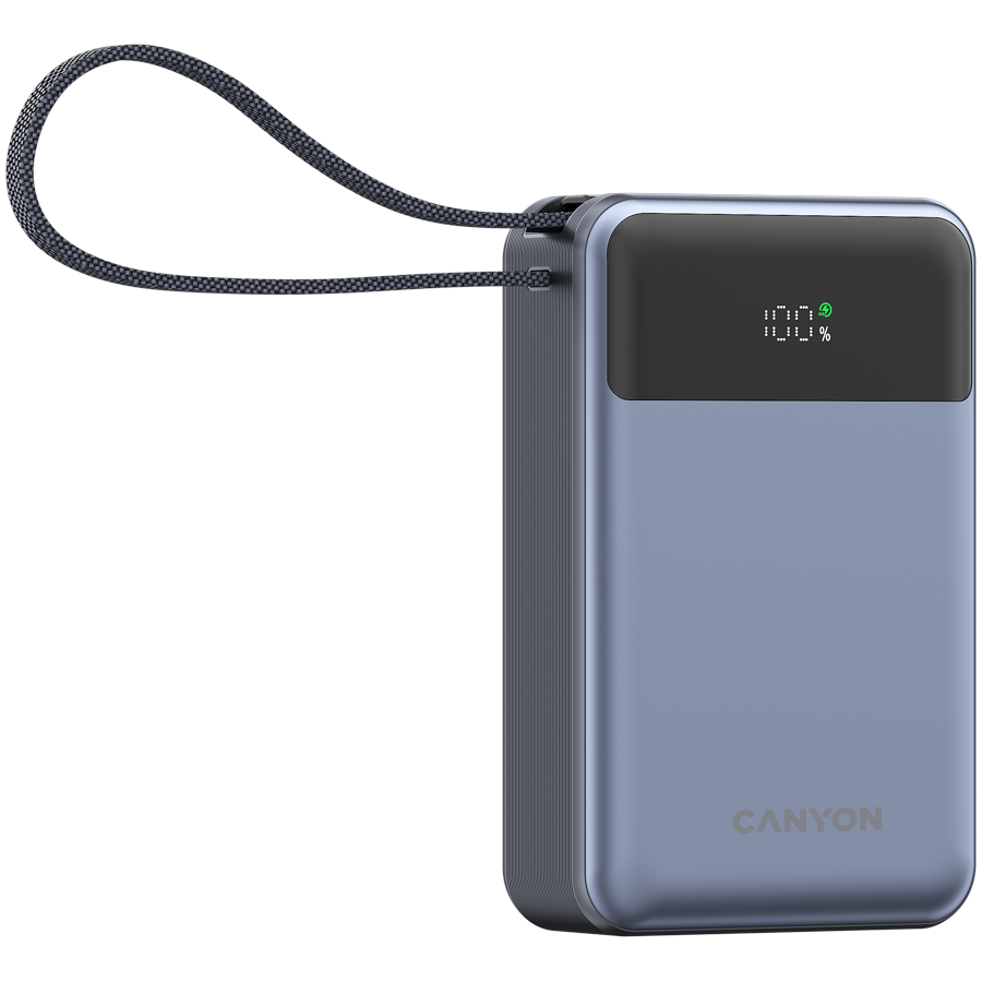 Power bank CANYON CNS-CPB600DG (20000 mAh, PD65W, ugrađeni kabel, tamno siva)-1
