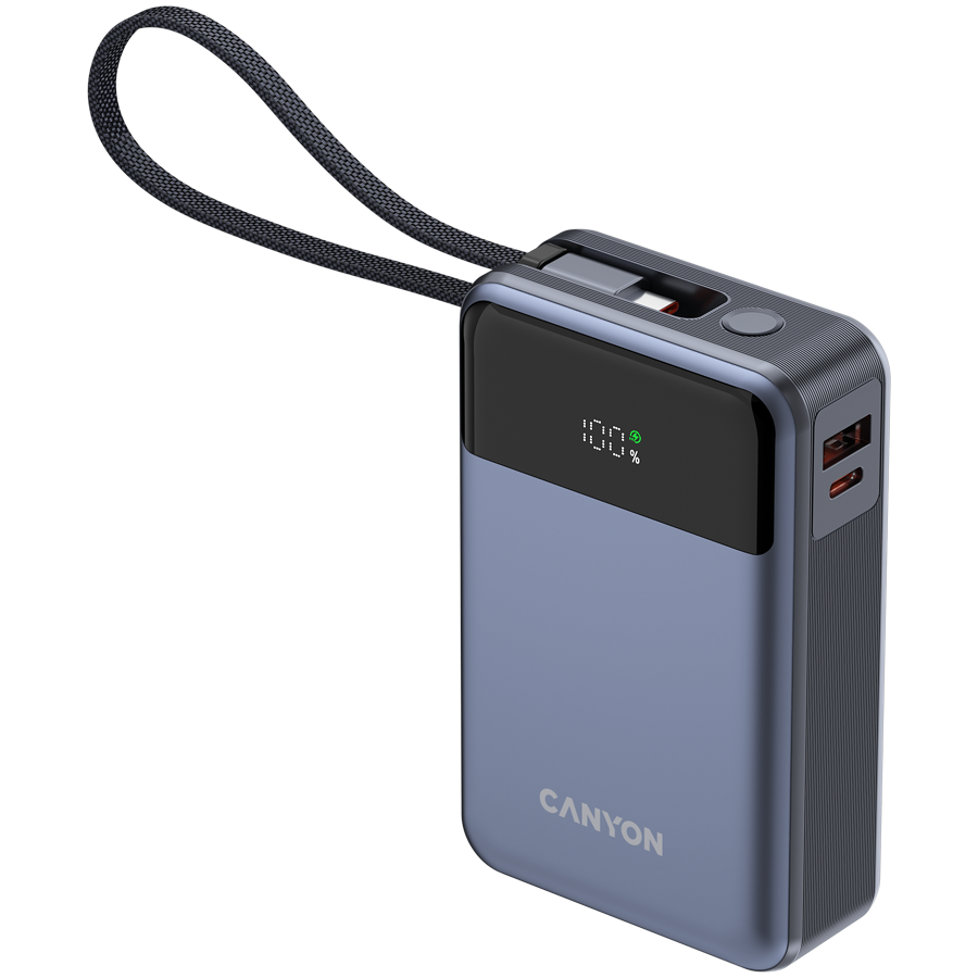 Power bank CANYON CNS-CPB600DG (20000 mAh, PD65W, ugrađeni kabel, tamno siva)-2