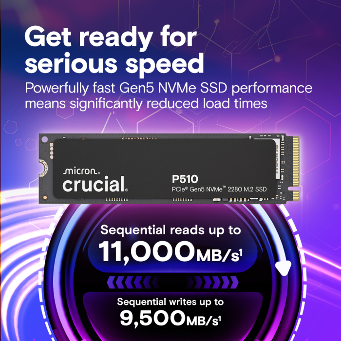 SSD CRUCIAL CT1000P510SSD8 1TB PCIe Gen5 NVMe 2280 M.2-4