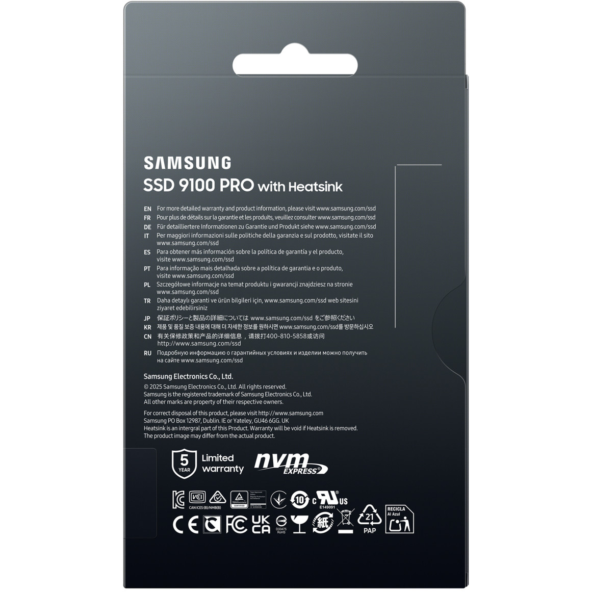 SSD SAMSUNG MZ-VAP1T0CW 1TB M.2 PCIEx4 PCI Gen5.0 9100 Pro s Heatsink-9